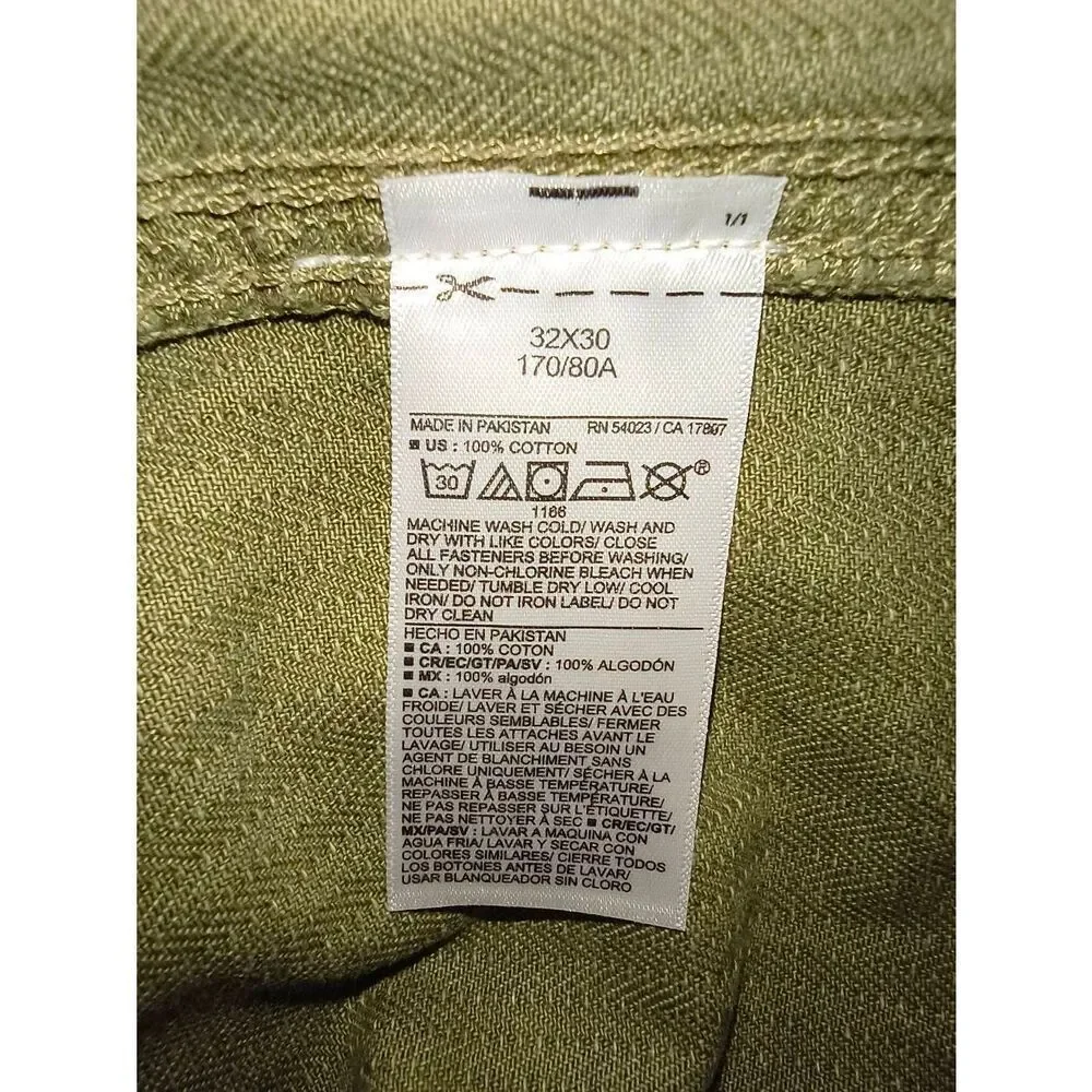 Y2K Old Navy Men's 32 x 30 90's Loose Green herringbone front porkchop pockets b